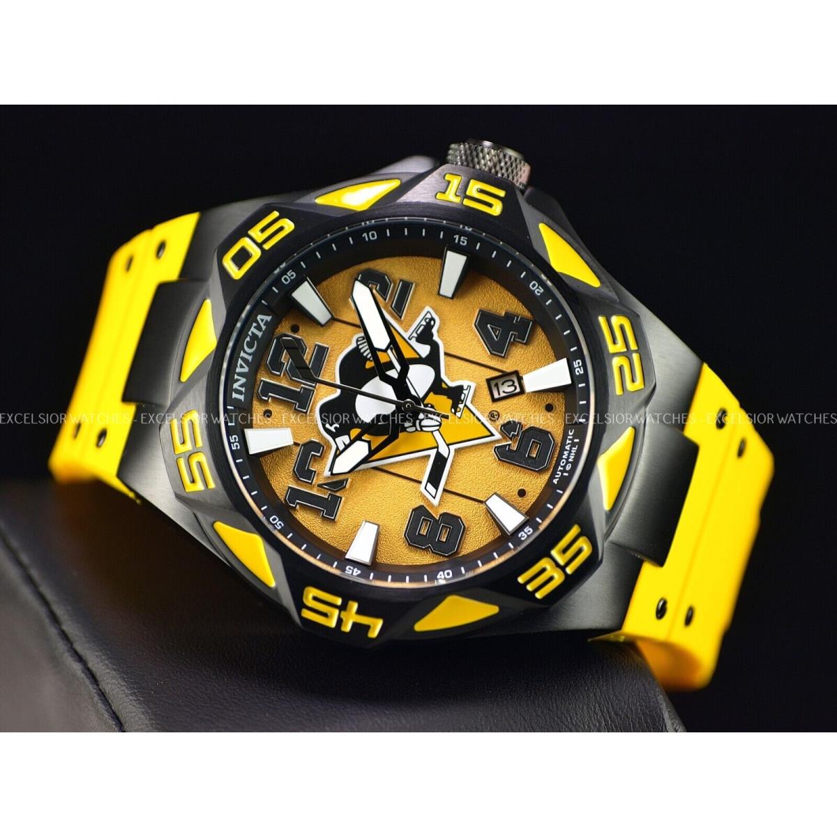 Invicta Men`s 52mm Penguin Coalition Automatic NH35A Black Yellow SS Watch - Dial: Black, Band: Yellow, Bezel: Black
