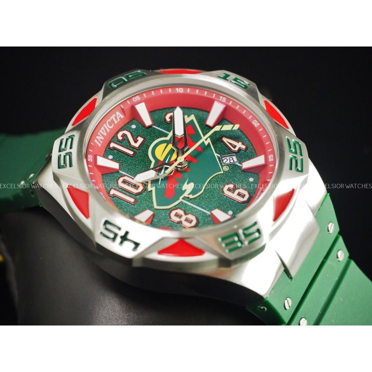 Invicta Men 52mm Minnesota Wild Coalition Automatic NH35A Red Green SS Watch