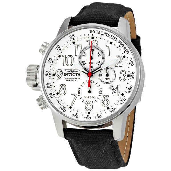 Invicta Lefty Force Chronograph White Dial Men`s Watch 1514 - Dial: White, Band: Black, Bezel: Silver-tone