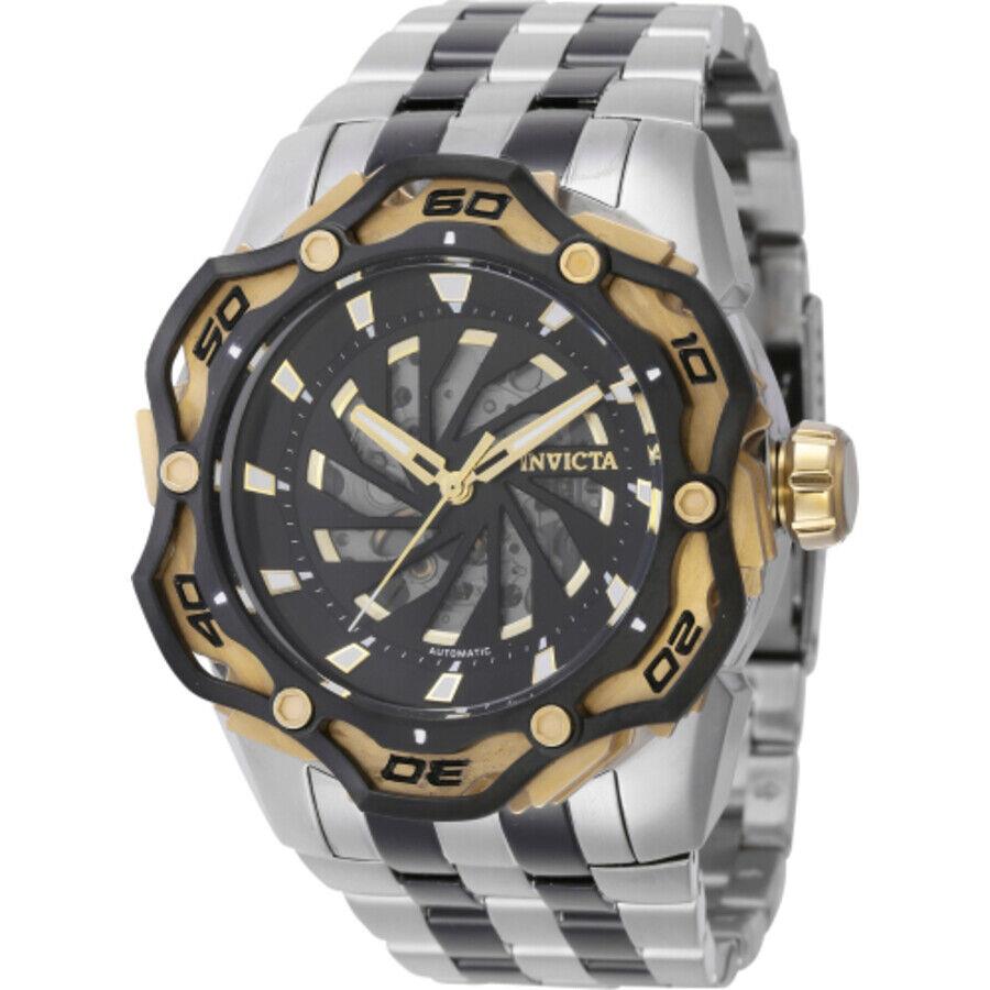 Invicta Ripsaw Automatic Black Dial Men`s Watch 44108 - Dial: Black, Band: Two-tone (Black and Silver-tone), Bezel: Silver-tone