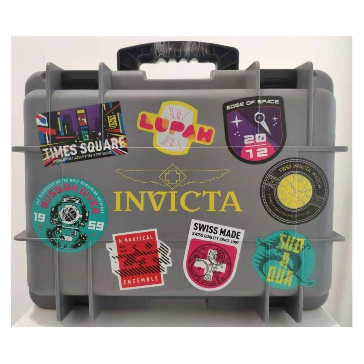 Invicta Three 3 Slot Impact Patch Box Watch Storage Collector Dive Case Gray