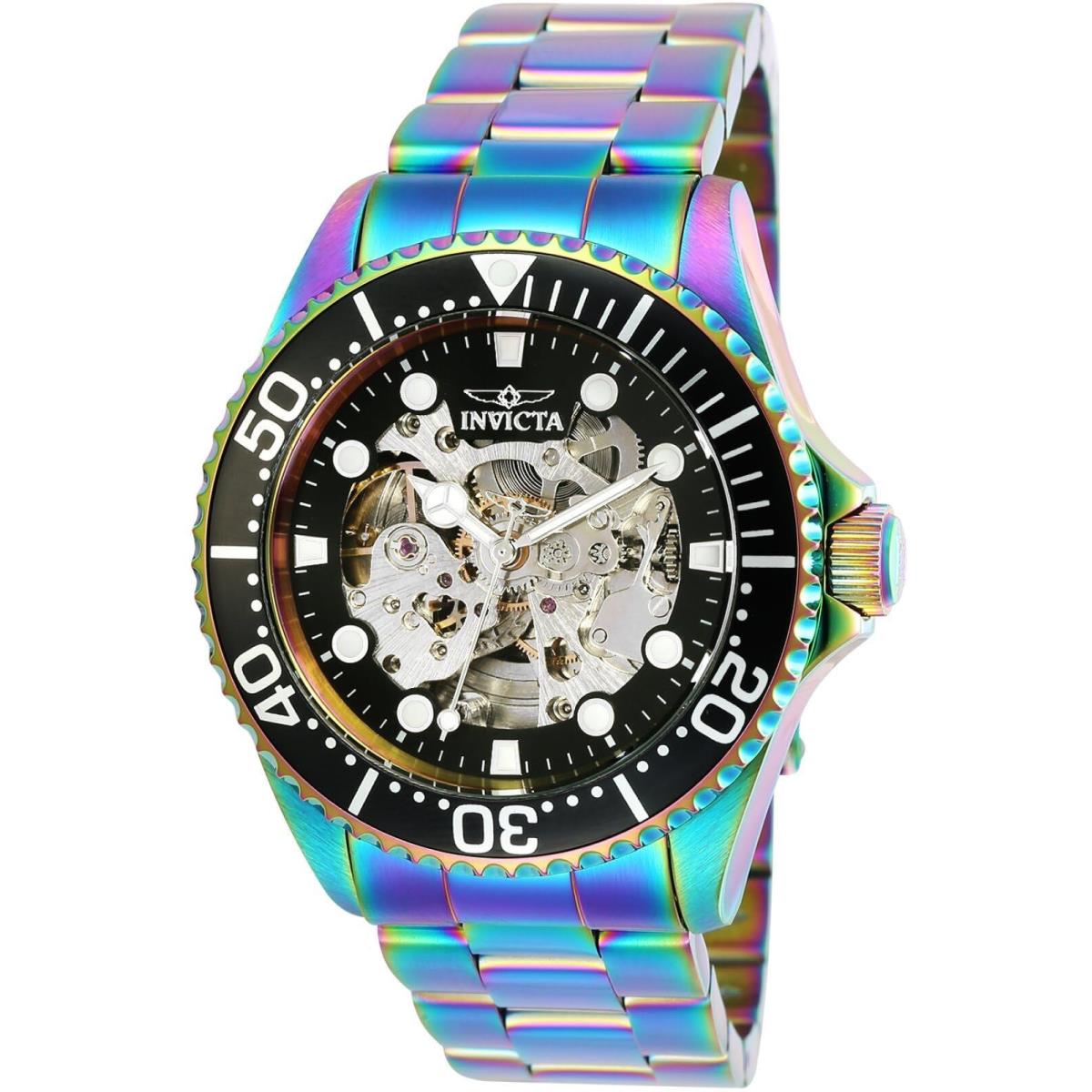 Invicta 25341 Men`s Pro Diver Skeleton Dial Iridescent IP Automatic Dive Watch