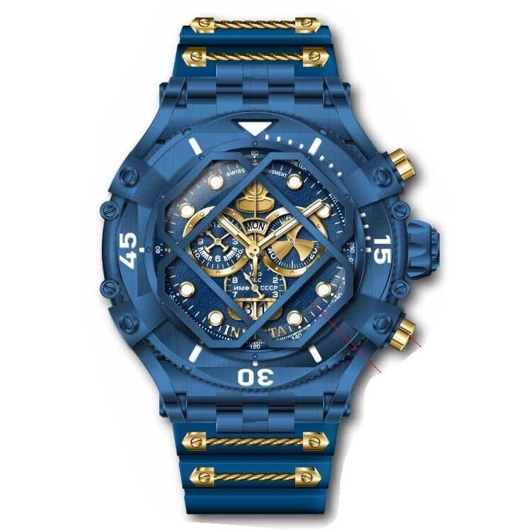 Invicta Men`s 37180 Pro Diver Quartz Chronograph Blue Gold Dial Watch