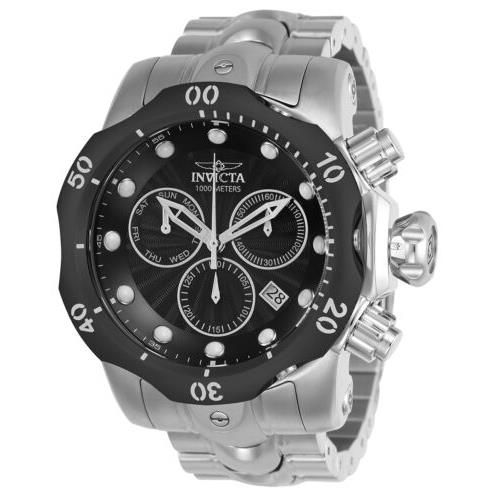 Invicta Men`s Watch Venom Quartz Chronograph Black Dial Steel Bracelet 23888