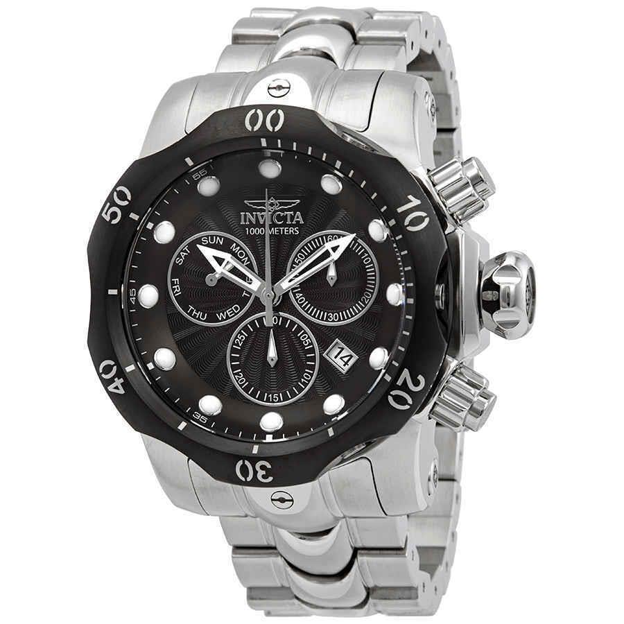 Invicta Venom Chronograph Black Dial Men`s Watch 23888 - Dial: Black, Bezel: Silver-tone