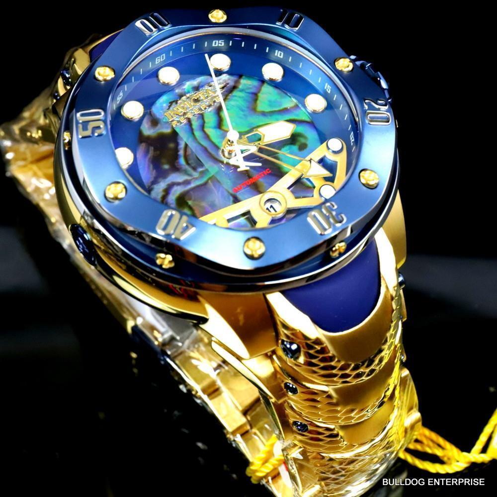 Invicta Reserve Kraken Swiss R150 Automatic Abalone Gold Plated Watch 52mm