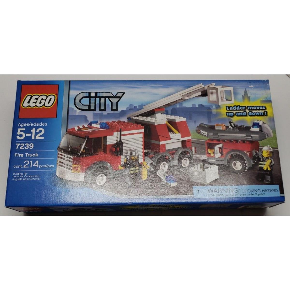 Lego City: Fire Truck Set 7239 214 Pieces Includes 2 Firefighter Minifigures