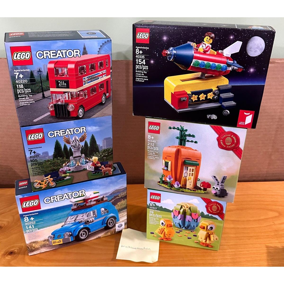 Six Lego Promotional Sets 40220 40221 40252 40335 40449 40527 -all and Seal