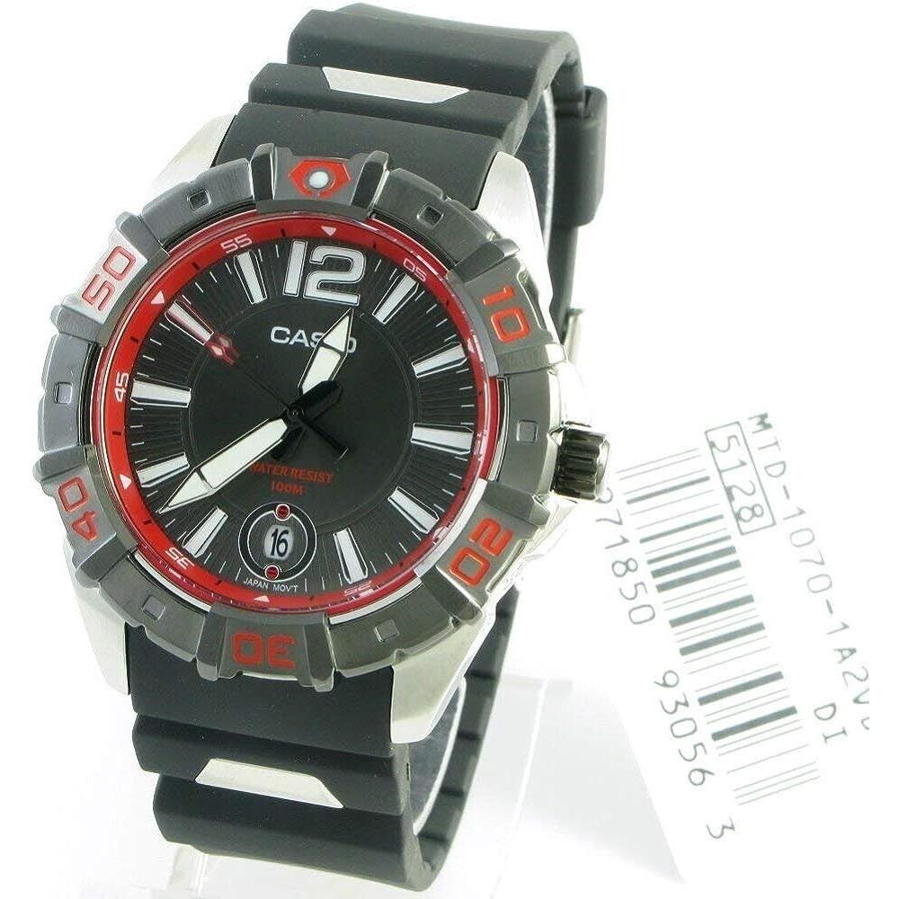 Casio Men`s MTD1070-1A2V Black Resin Quartz Watch with Black Dial