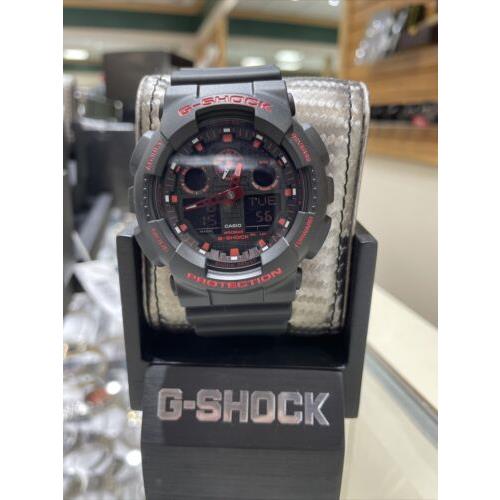 Casio G-shock Analog/digital Black/red Watch GA-100BNR-1A / GA100BNR-1A
