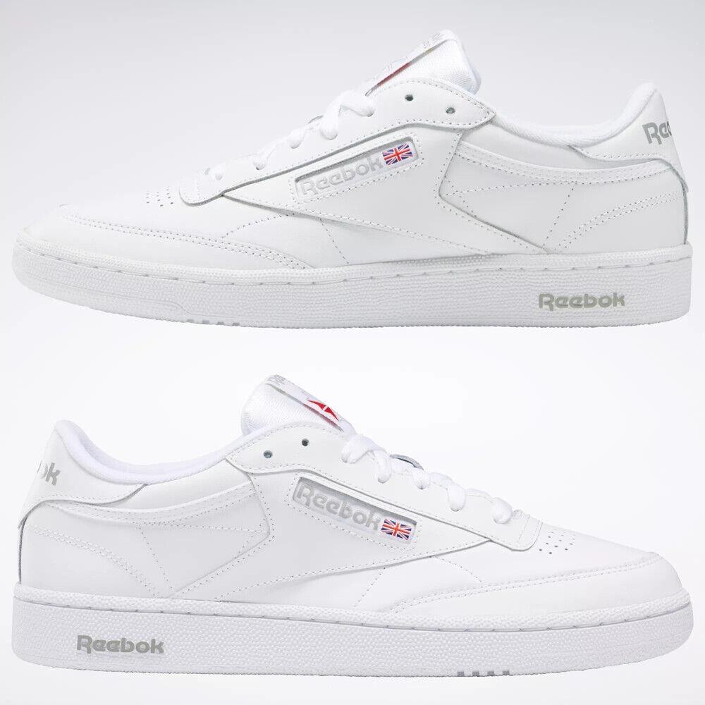 Men Reebok Club C 85 Leather Shoes AR0455 White Grey