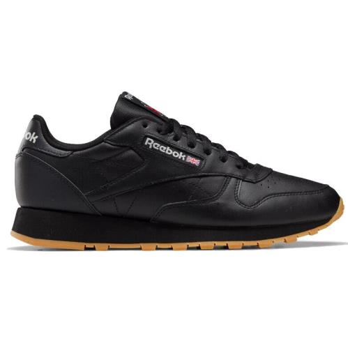 Reebok Men`s Classic Leather Low-top Shoes Breathable Lightweight Cushioned Black/Gum