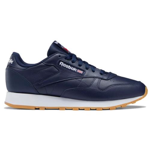 Reebok Men`s Classic Leather Low-top Shoes Breathable Lightweight Cushioned Navy