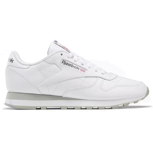 Reebok Men`s Classic Leather Low-top Shoes Breathable Lightweight Cushioned White/Grey