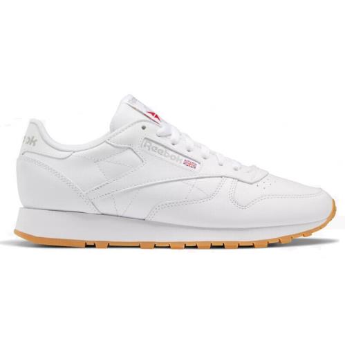 Reebok Men`s Classic Leather Low-top Shoes Breathable Lightweight Cushioned White/Gum
