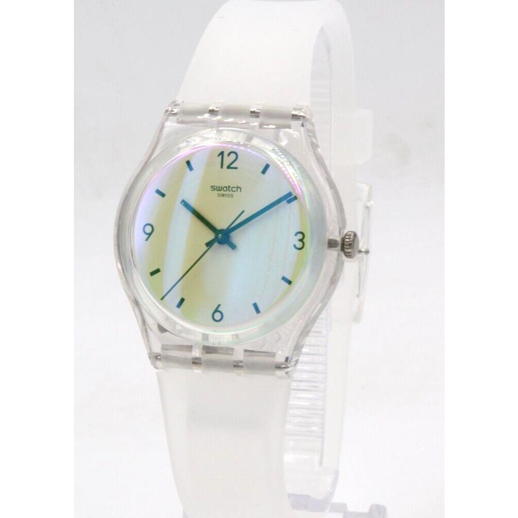 Swatch watch  - White Dial, Multicolour Argyle Print Band, Clear Bezel 0
