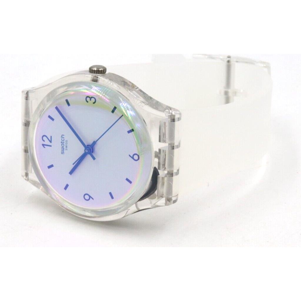 Swatch watch  - White Dial, Multicolour Argyle Print Band, Clear Bezel 1