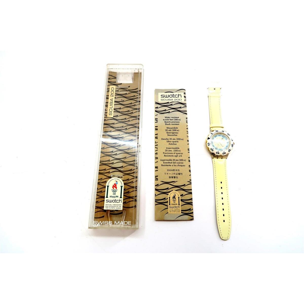 Olympic Scuba Diving 200 Watch Creme DE LA Creme SDK126 with Case Nos by Swatch