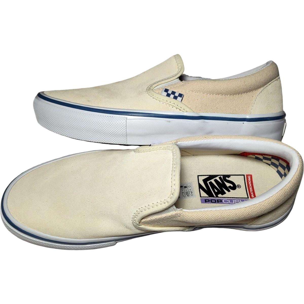 Vans Classic Slip On Skate Shoes 7.5 Mens Classic White Raw Canvas