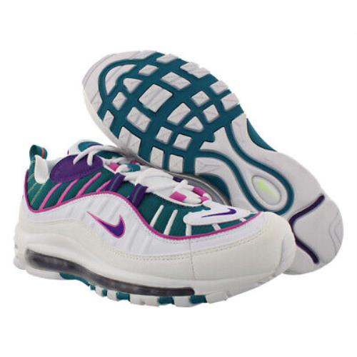 Nike Air Max 98 Womens Shoes - Bright Spruce/Voltage Purple/Blue/White , White Main