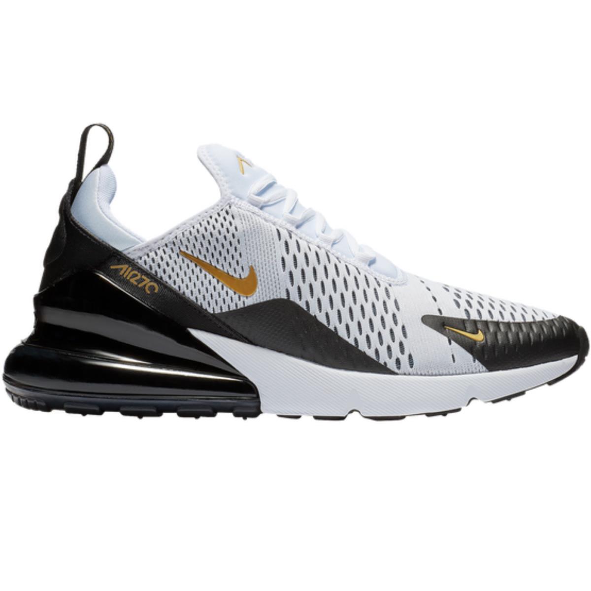 Nike Air Max 270 Men`s Casual Shoes All Colors US Sizes 7-14 Black/Metallic Gold/White