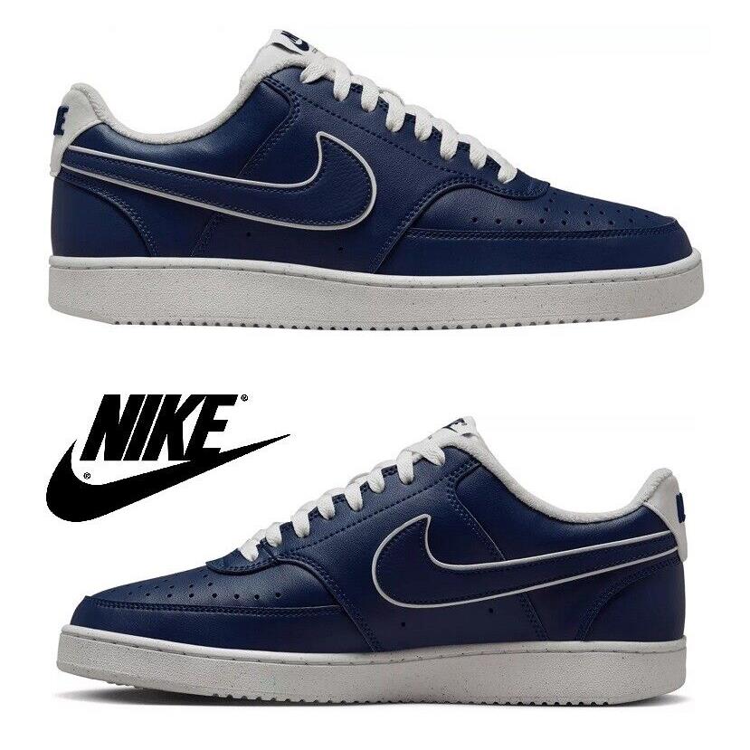 Nike Men`s Court Vision Low Next Nature Sneakers Gym Casual Athletic Sport Shoes - Blue , Midnight Navy/Sail Manufacturer
