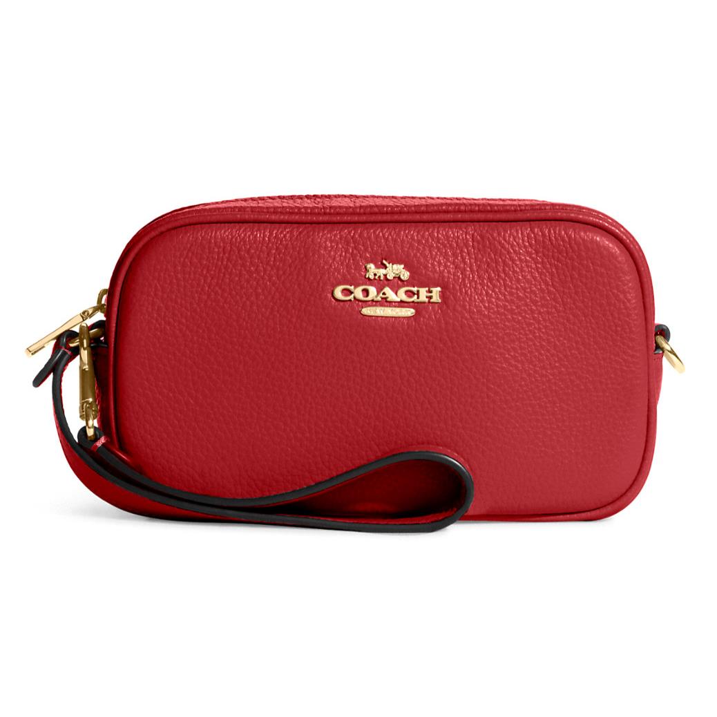 Coach Jamie Wristlet - 1941 Red/gold Refined Pebble Leather - C9932 - Exterior: 1941 Red, Lining: Pink