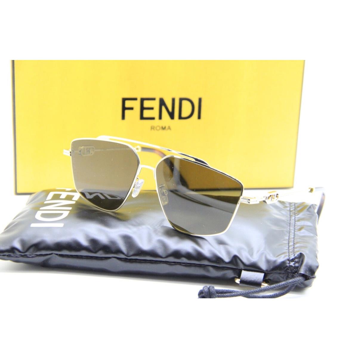 Fendi FE 40079U 32E Gold Brown Sunglasses W/case 58-13