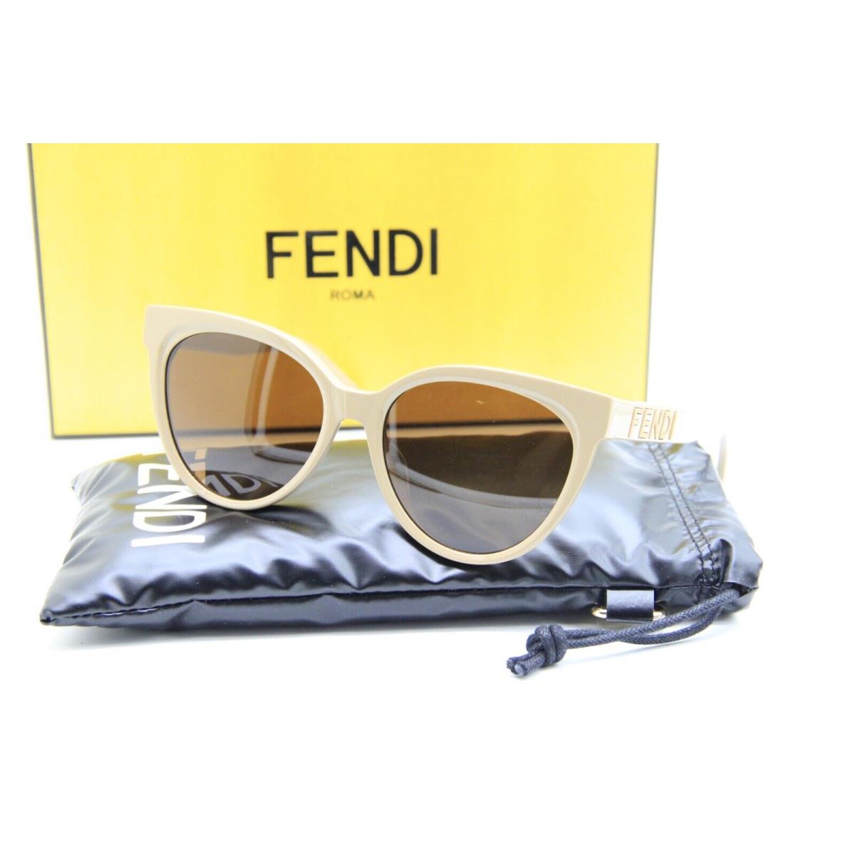 Fendi FE 40008U 57J Tan Beige Sunglasses W/case 56-17