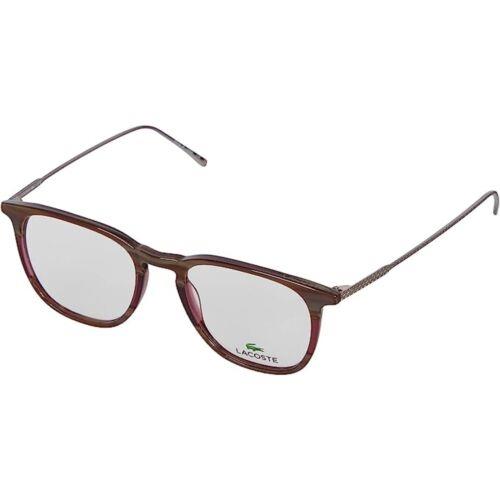 Lacoste Men`s Eyeglasses Striped Burgundy and Grey Frame Lacoste L2828 604