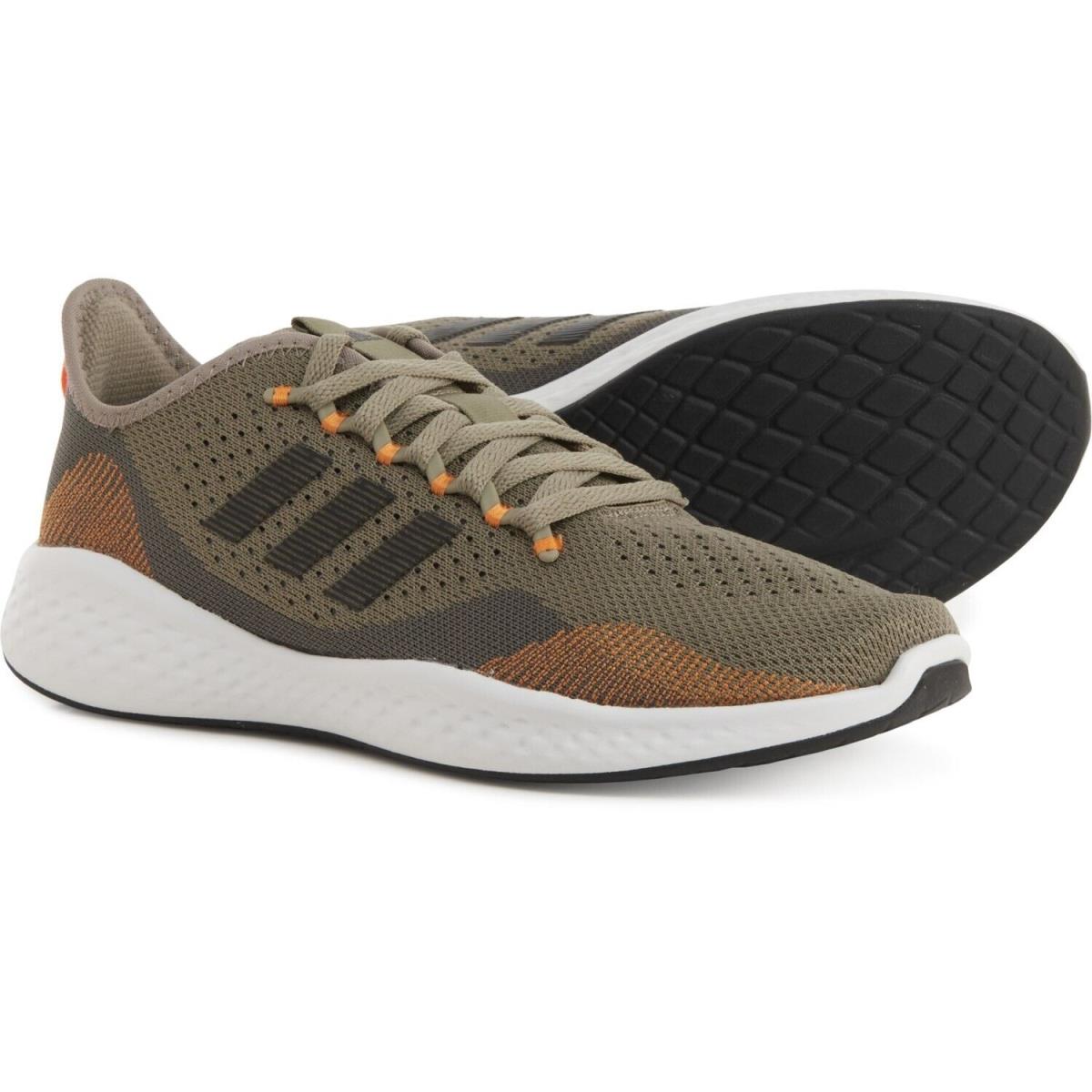 Adidas Fluidflow 2.0 Running Shoes For Men Size 9 - Grey/Olive/Orange
