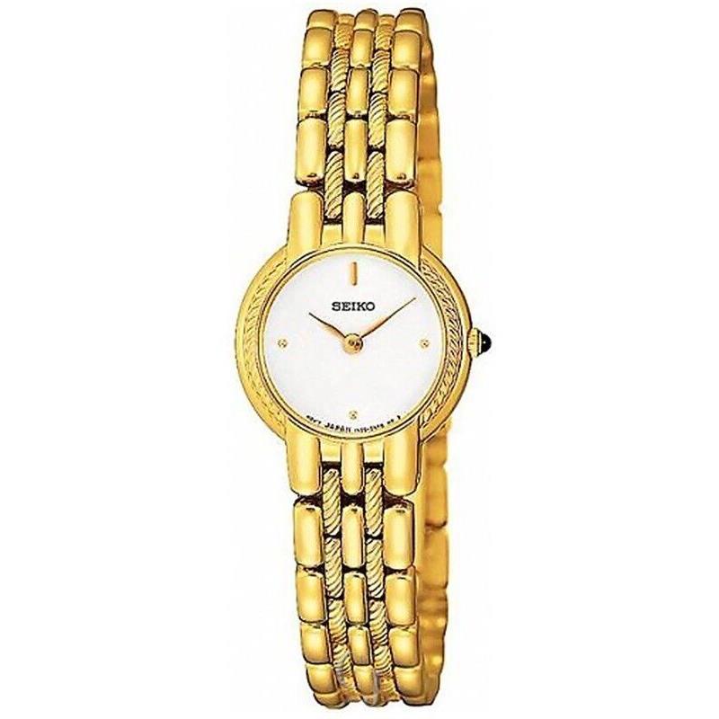 Seiko White Dial Yellow Gold Steel Bracelet Women S Watch SUJB32