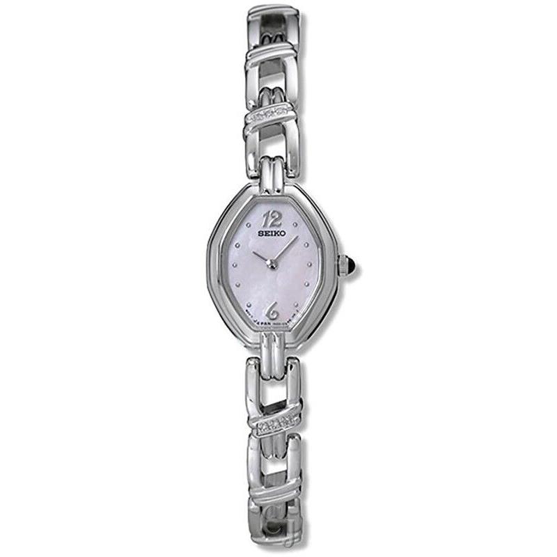 Seiko Mother OF Pearl Dial Women S Watch W/ Diamond Accent SUJD25