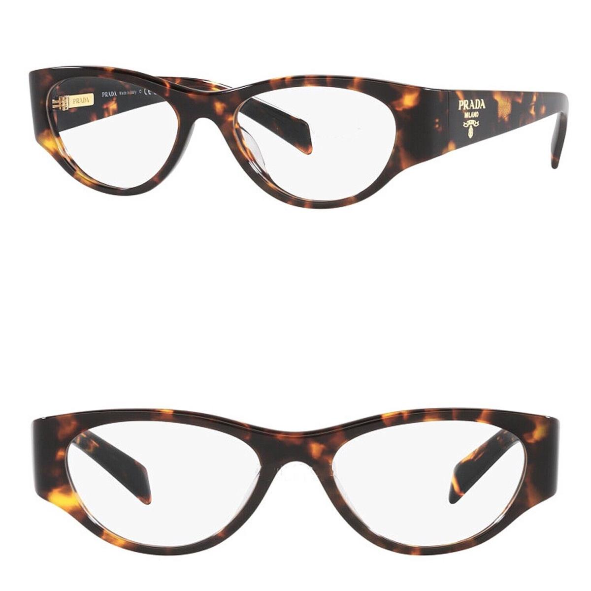 Prada PR06ZV Brown Havana Logo Square Unisex Eyeglasses Optical Frame 52 mm 06Z