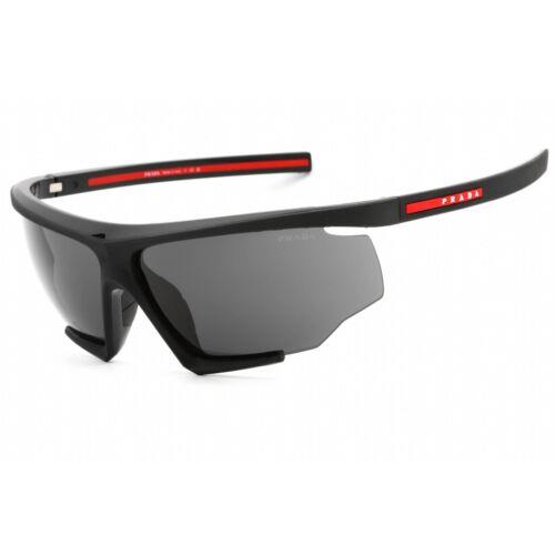 Prada Sport Men`s Sunglasses Black Rubber Frame Dark Grey Lens 0PS 07YS DG006F