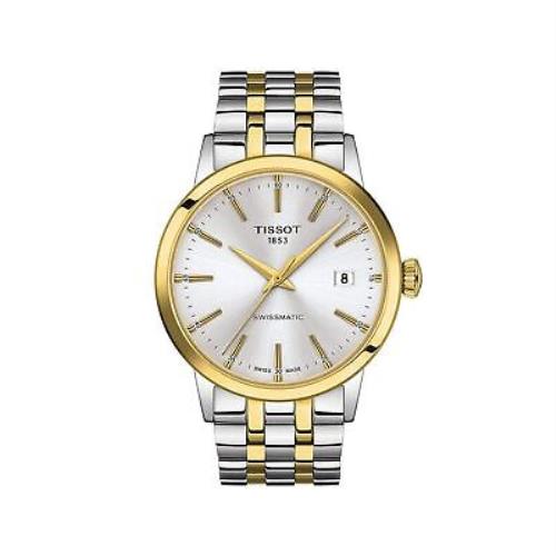 Tissot Mens Classic Dream Stainless Steel Dress Watch Gold T1294072203101 - Dial: Silver, Band: Gold, Bezel: Gold