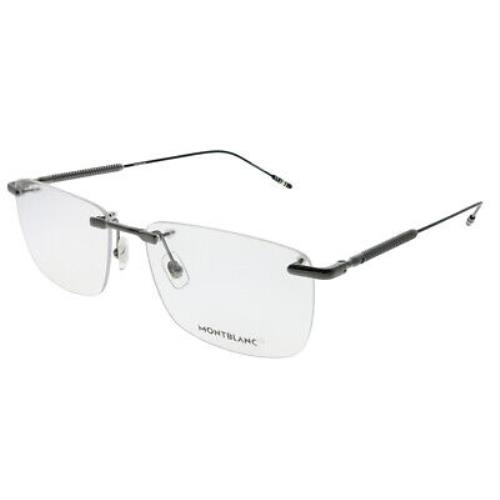 Montblanc Established MB 0049O 004 Ruthenium Metal Rimless Eyeglasses 58mm