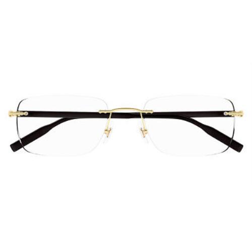Montblanc MB0221O Eyeglasses Men Gold/black Square 55mm