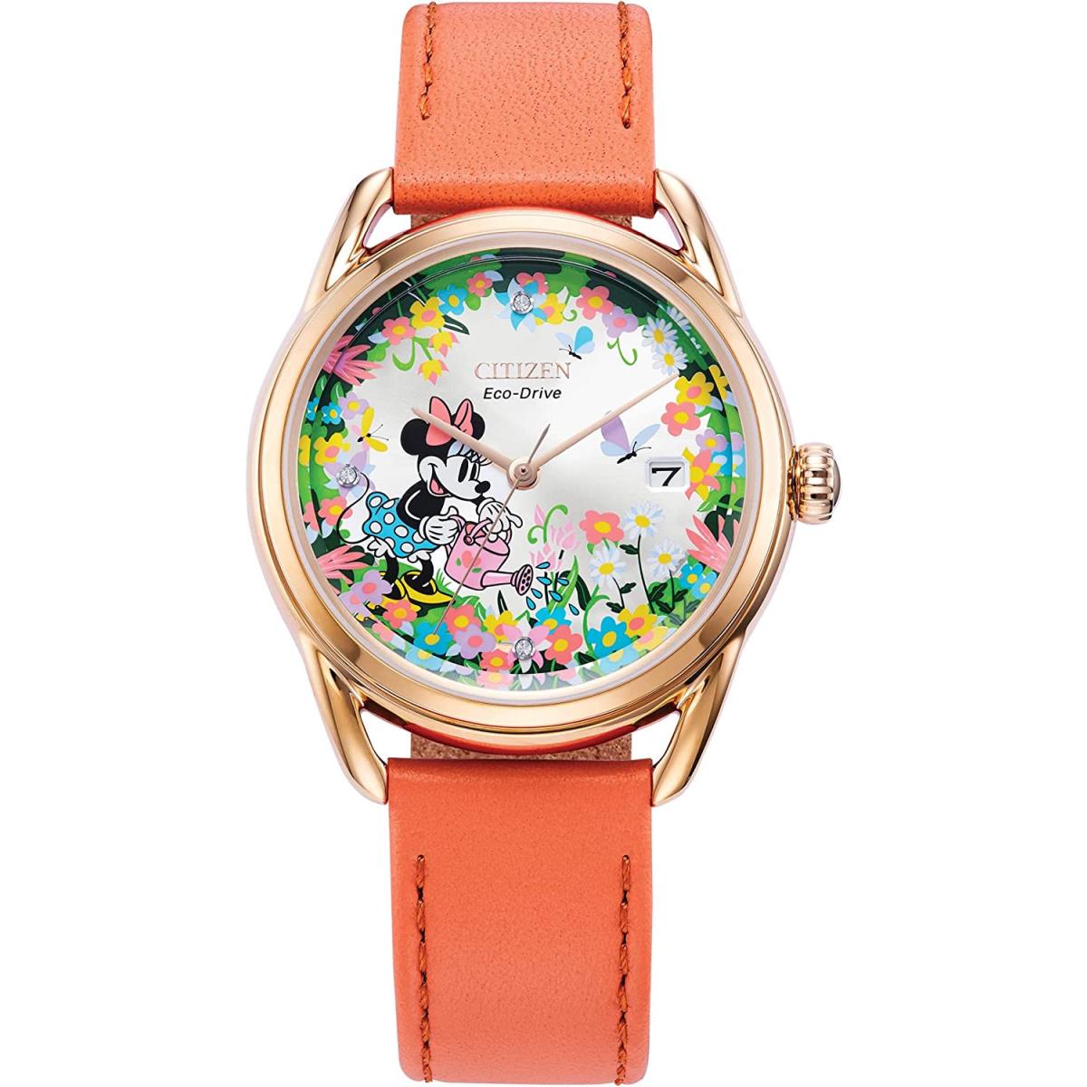 Citizen Eco-drive Ladies` Disney Minnie Mouse Gardening Watch Gold FE6087-04W