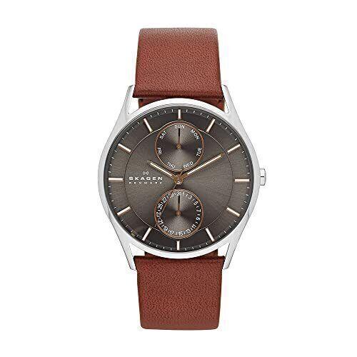 Skagen Men`s Holst Quartz Analog Stainless Steel and Leather Watch Color: