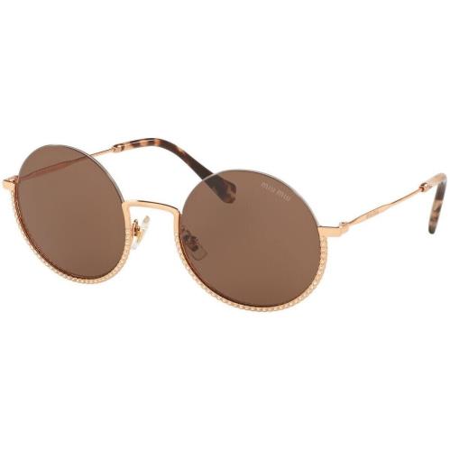 Miu Miu MU 69US SVF-06B Rose Gold Round Sunglasses w Rhinestones Made IN Italy