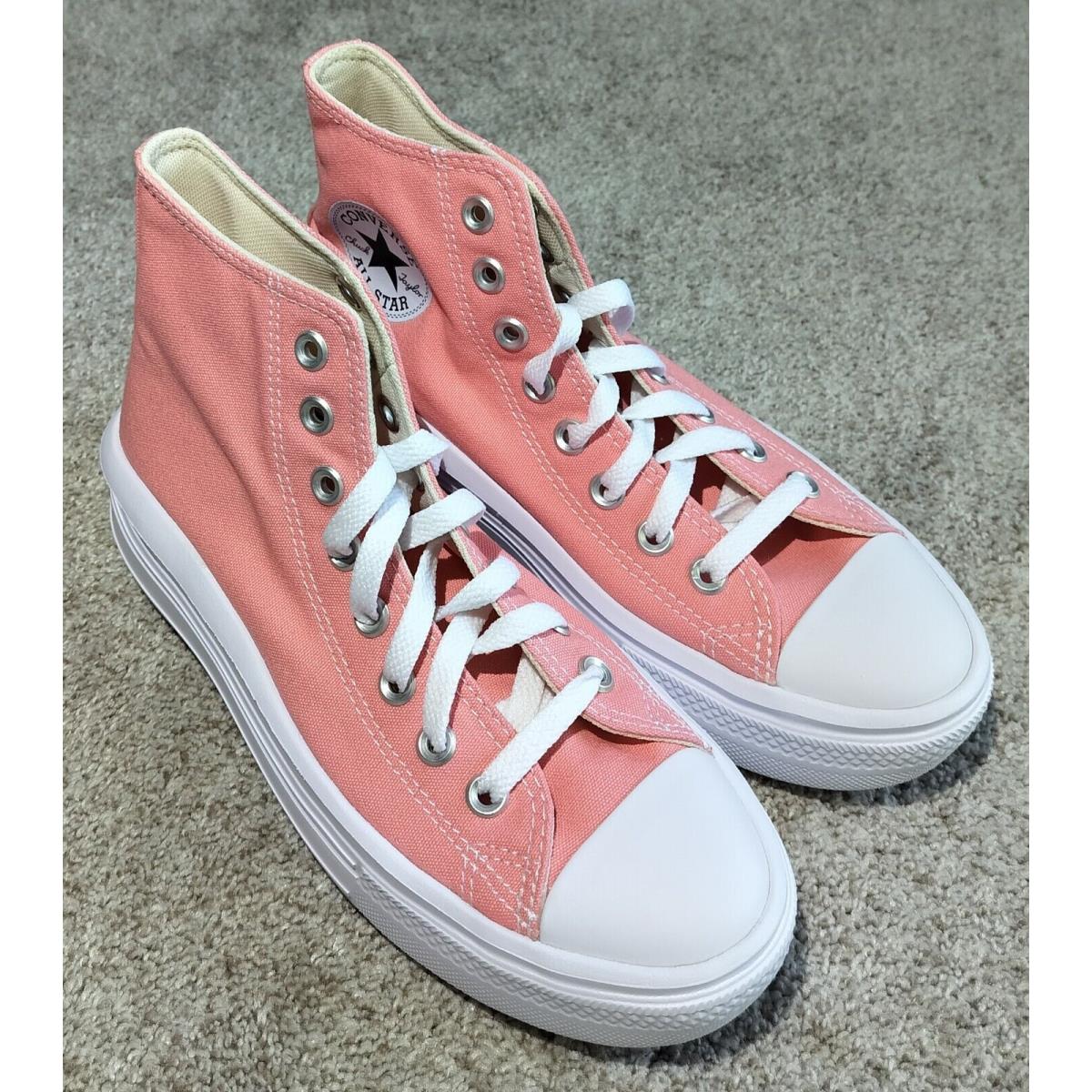 Converse Women Size 7.5 Chuck Taylor Move Platform High Top Shoe Flamingo Canvas - Pink