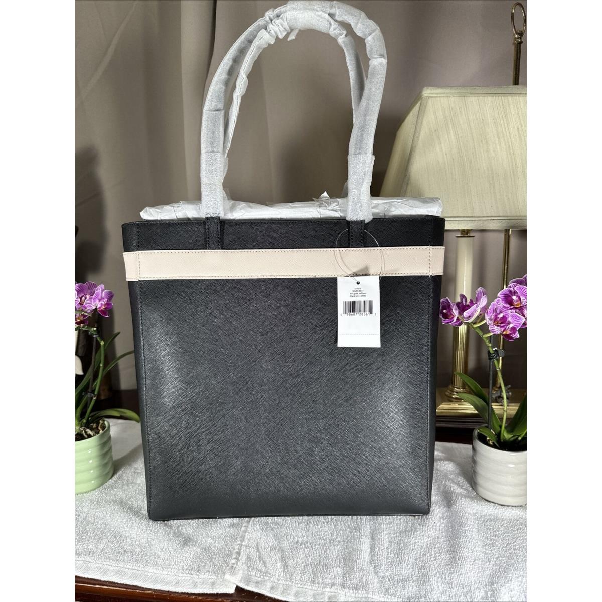 Kate Spade Kirk Park Saffiano Britain Bag- Black/ Warm Beige –