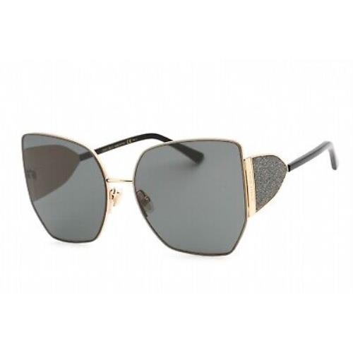 Jimmy Choo River/s 0RHL IR Sunglasses Gold Black Frame Grey Lenses 61mm