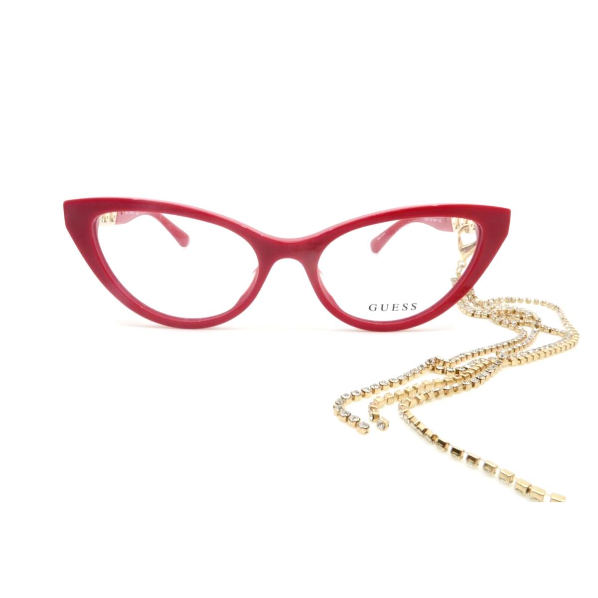 Guess Cateyes Eyeglasses GU2783 066 54-17 140 Red Gold Frames Chain W/crystals