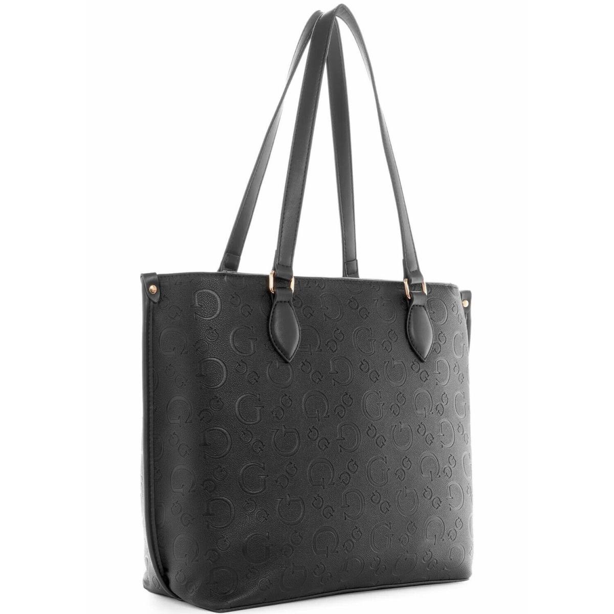 Guess Logo Embossed Carryall Large Tote Bag Handbag Purse - Black