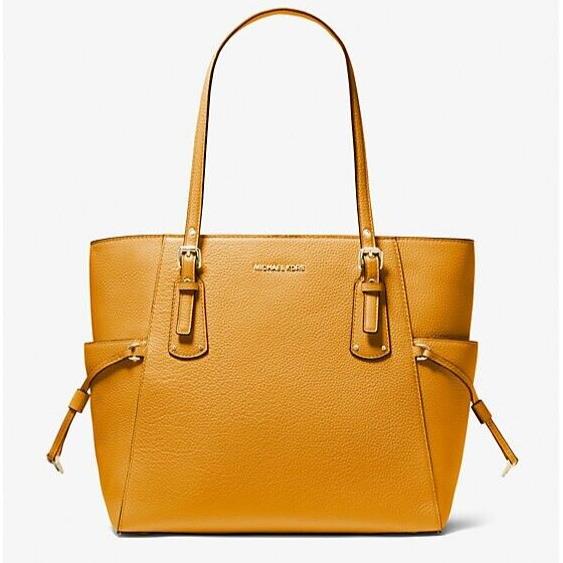 Michael Kors Voyager Pebbled Leather Tote Bag Marigold