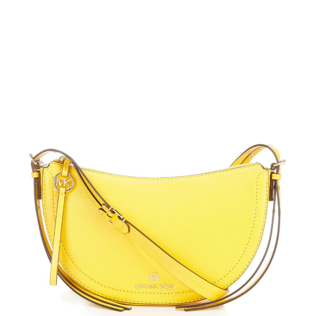 Michael Kors Camden MK SM Messenger Crossbody Bag Yellow Leather Gold 30H9GCDM1L