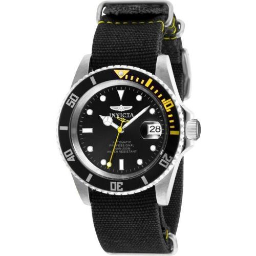 Invicta Pro Diver Automatic Men`s 42mm Black and Yellow Canvas Watch 27624 Rare