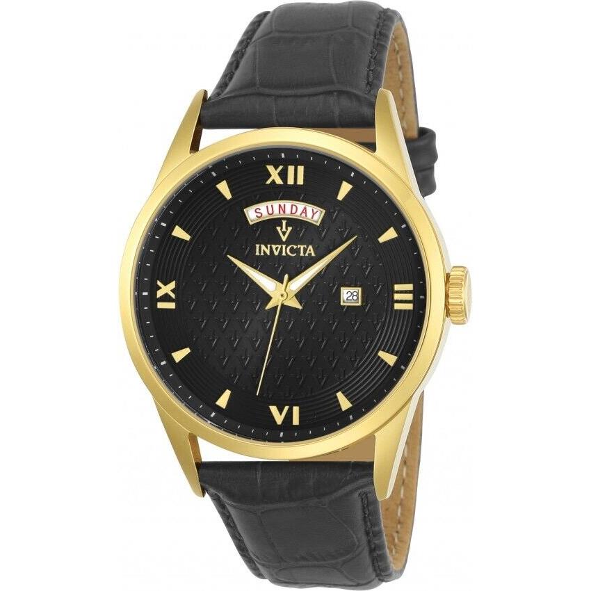 Invicta Men Vintage Watch Black Dial with Black Strap 24109